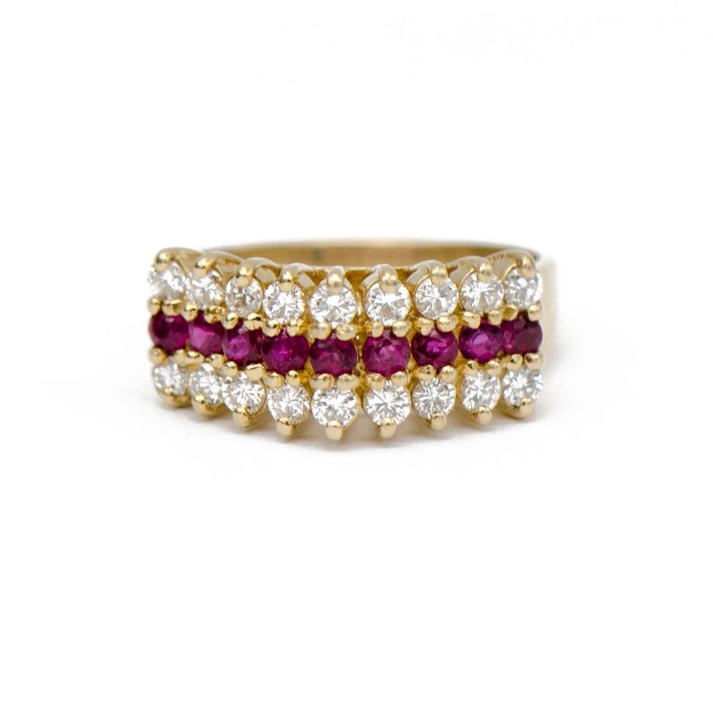14k Yellow Gold Diamond & Rubellite Ring